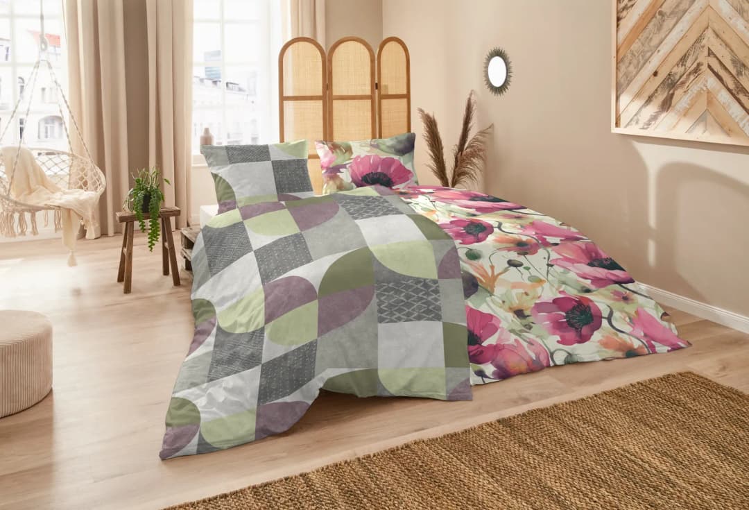 Flanell Bettwäsche-Set Grün 135 x 200 cm + 40 x 80 cm