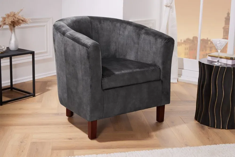Cocktailsessel HEMINGWAY Samt 1-St 75 x 80 x 80 cm Dunkelgrau mit Rollen