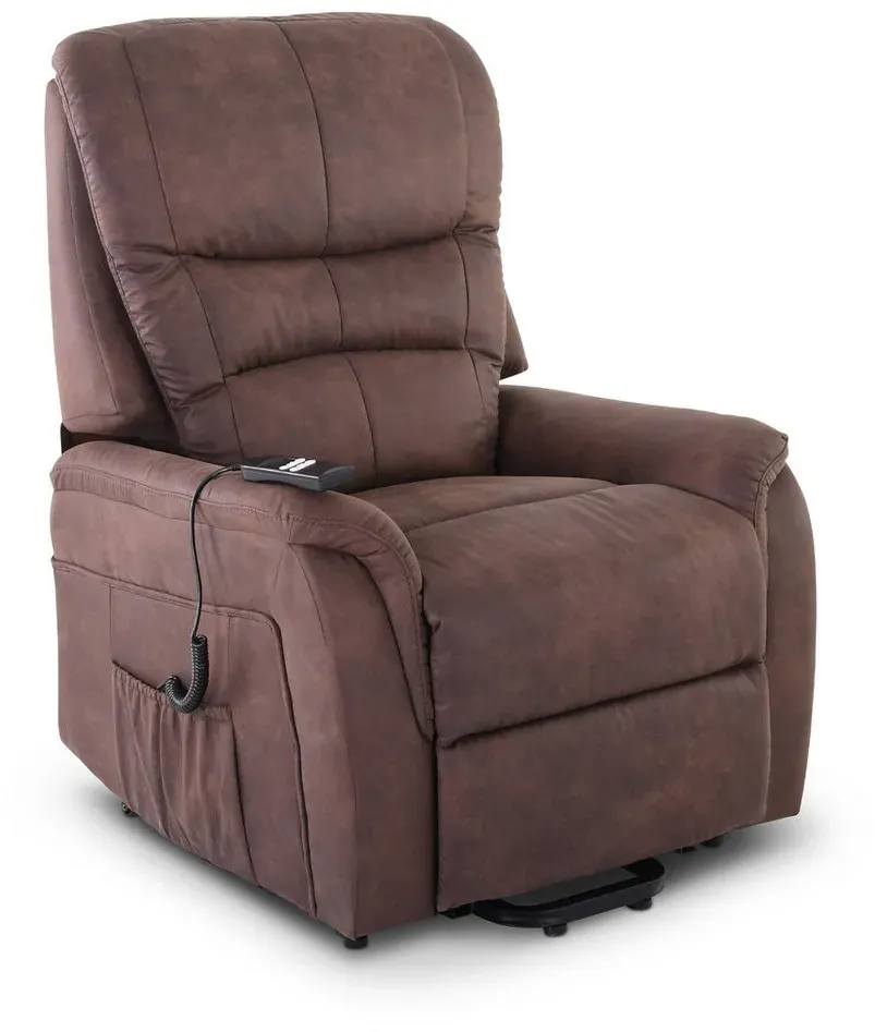 Fernsehsessel Jan Mikrofaser 80 x 100 x 90 cm Kaffeebraun elektrisch mit Aufstehhilfe