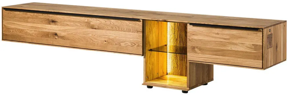 Wien Lowboard 220x43x55 cm Natur Geölt Holz