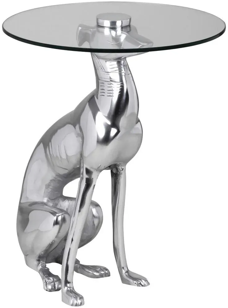 Beistelltisch rund Glas silber 40,0 x 40,0 x 50,0 cm, 1 St.