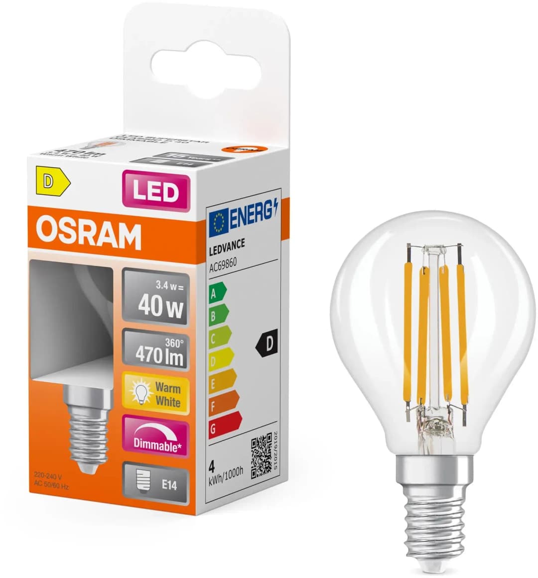 LED-Lampe E14 3,4 W 470 lm warmweiß