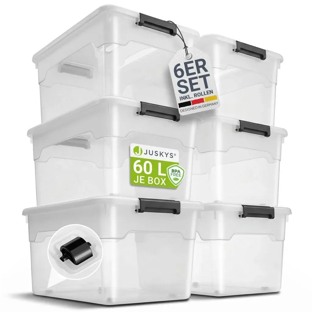 Aufbewahrungsbox 60 L 6-tlg. transparent