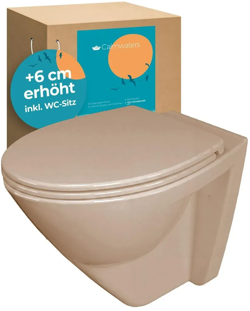 Erhöhtes Wand WC spülrandlos Modern Plus Bahamabeige