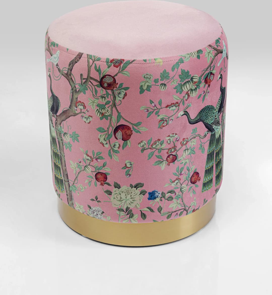 Hocker Cherry Peacock Polyester Ø32 cm Rosa