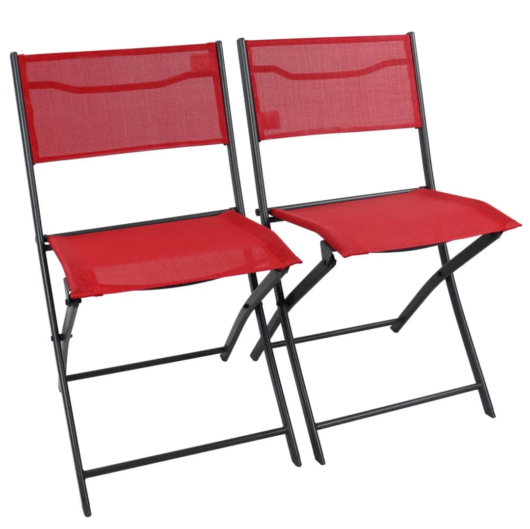 2er Set Klappstuhl Metall mit Textilene Bezug, Gartenstuhl klappbar, platzsparend, wetterbeständig, Balkonstuhl oder Terrasse, Outdoor Sumila