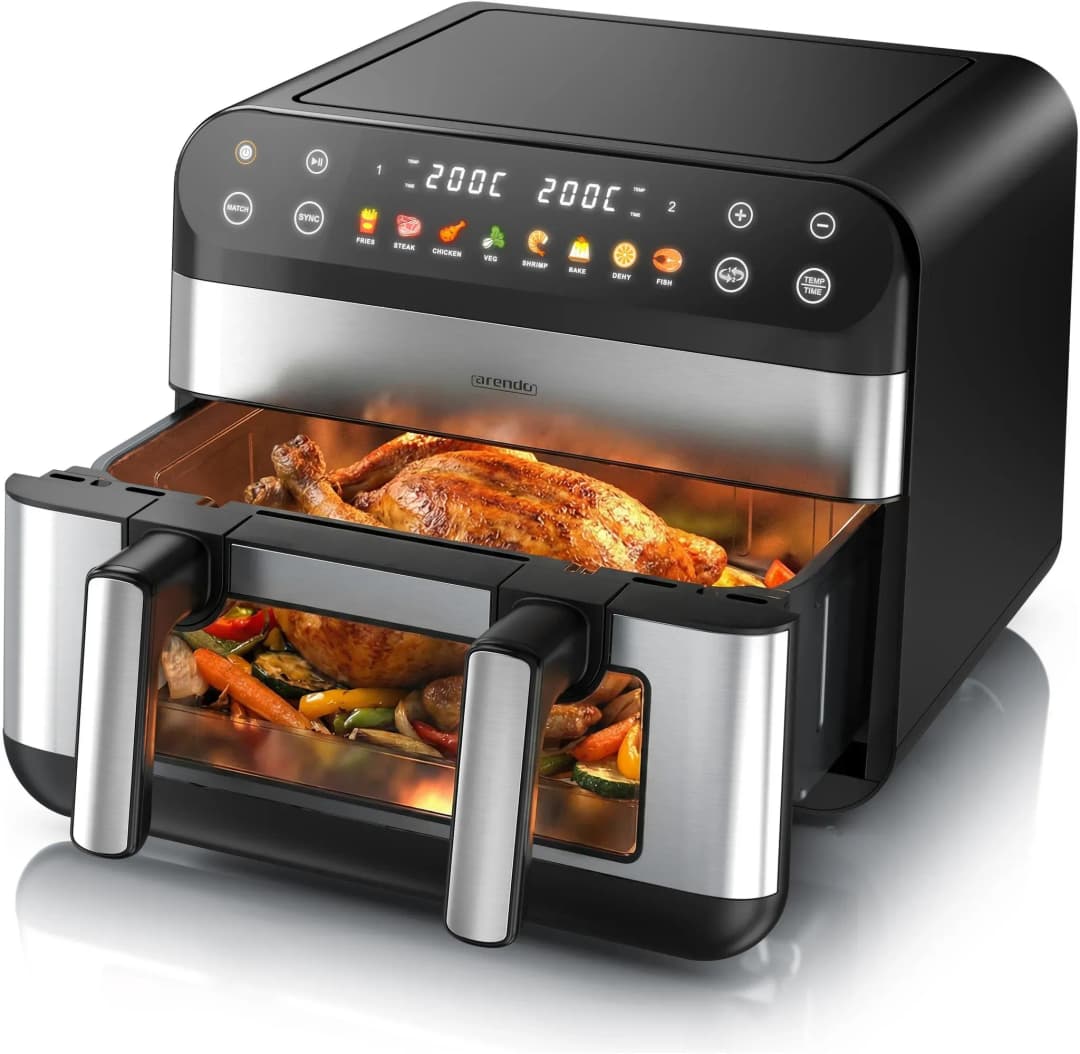 Heißluftfritteuse XXL Dual Zone 10L schwarz/silber