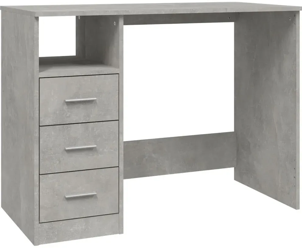Schreibtisch mit Schubladen Betongrau 102x50x76cm Holzwerkstoff
