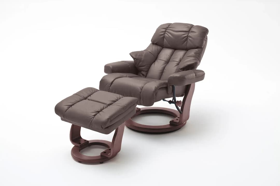 Relaxsessel Calgary XXL Echtleder 180 x 100 x 80 cm Braun mit Hocker
