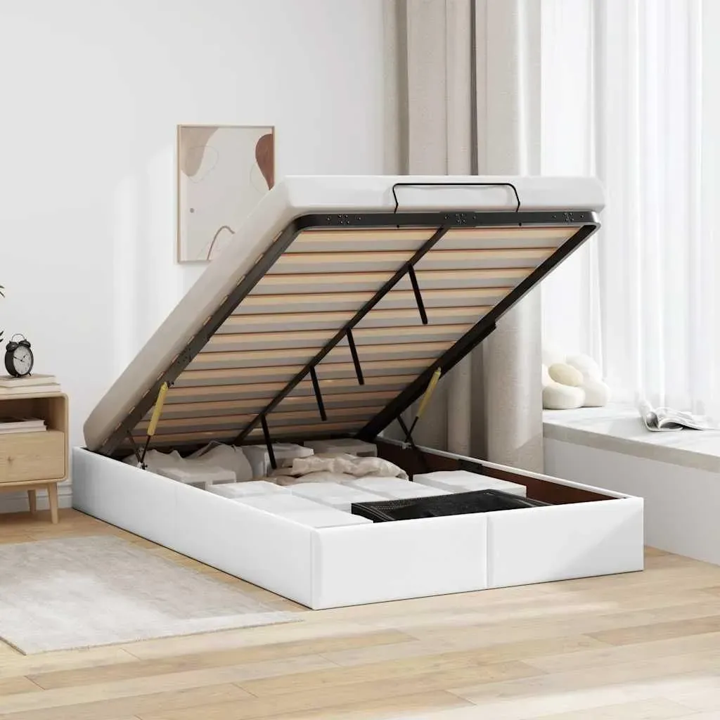 Ottoman-Bett 120 x 200 cm Weiß