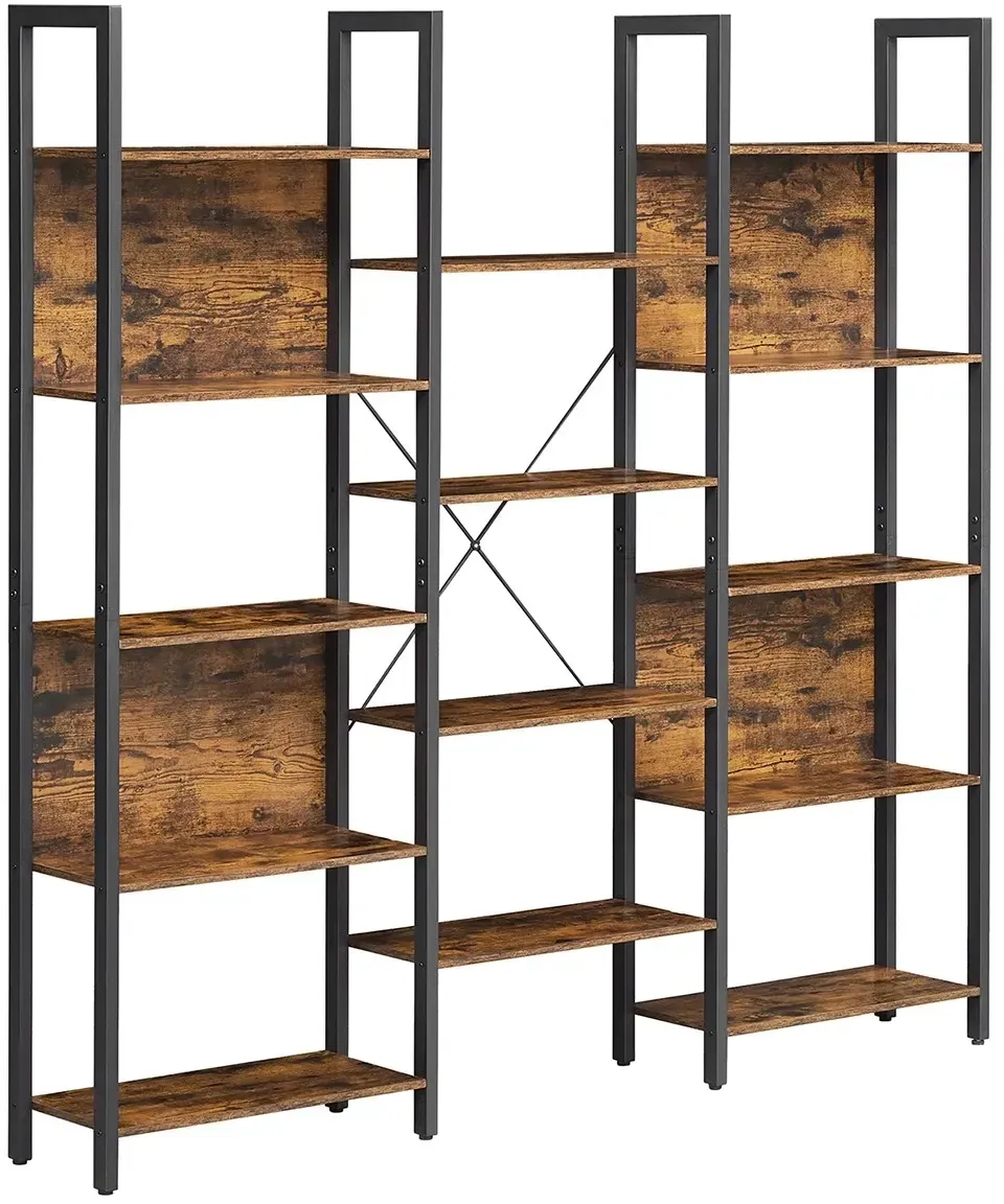Bücherregal 158 x 24 x 166 cm Braun-Schwarz