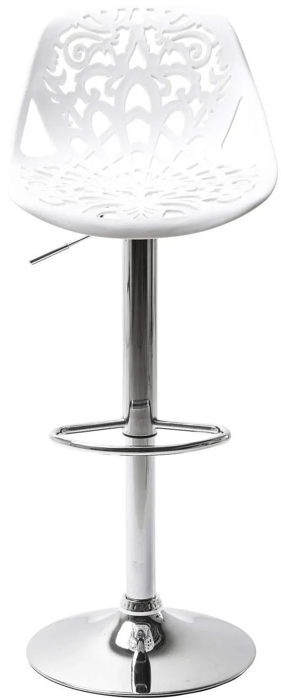 Barhocker Ornament 50 x 44,5 x 85 cm Silber/Weiß