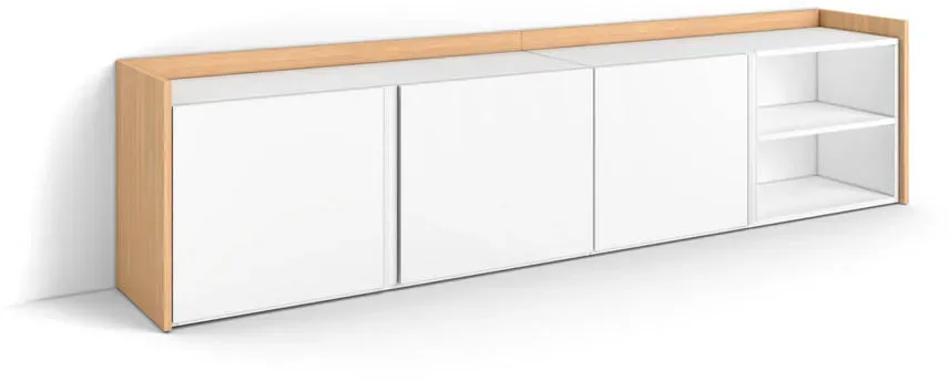 Lowboard 207x50x35 cm Weiß/Eiche Holzwerkstoff