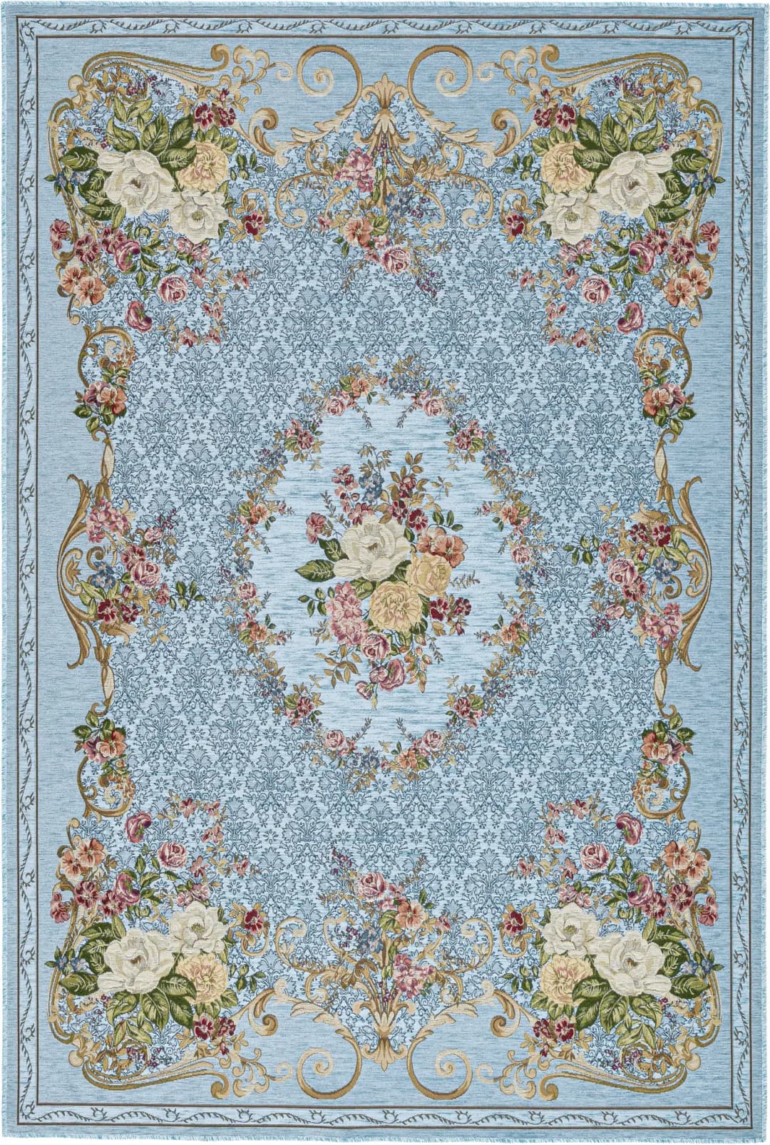 Flomi Floral Teppich 60 x 90 cm Blau/Türkis