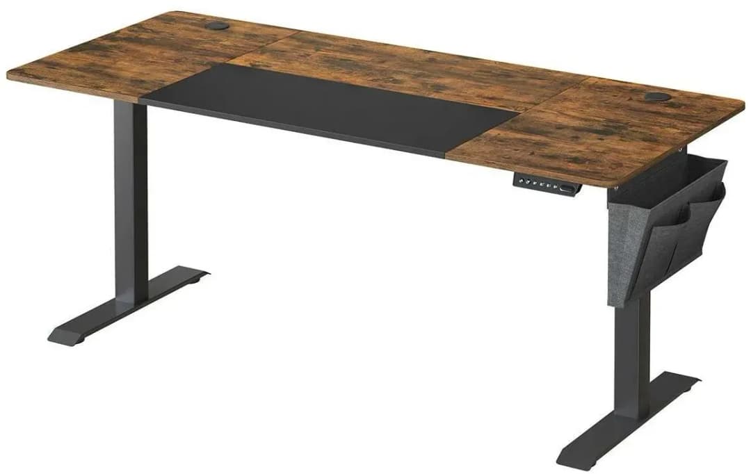 Höhenverstellbarer Schreibtisch 160 x 60 cm Vintagebraun/Mattschwarz