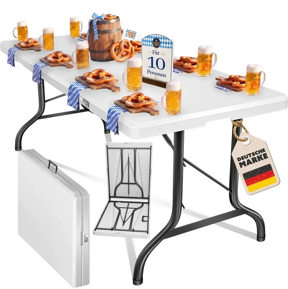 KESSER® Buffettisch Tisch klappbar Kunststoff 183x76 cm Campingtisch Partytisch Klapptisch Gartentisch für Garten, Terrasse und Balkon zusammenklappbar 8 Personen inkl. Tragegriff und Cover