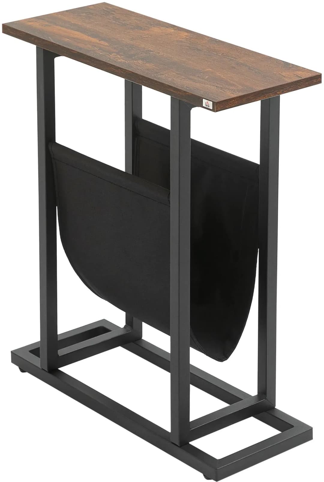 Beistelltisch mit Stofftasche, Couchtisch, Dunkelbraun