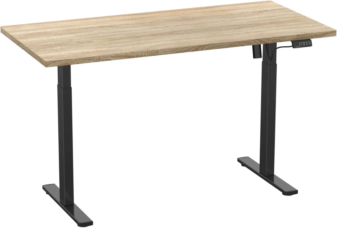 my office Lona elektrisch höhenverstellbarer Schreibtisch sonoma-eiche rechteckig, T-Fuß-Gestell schwarz 110,0 x 80,0 cm