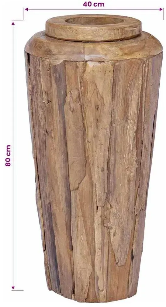 Deko-Vase 40 x 80 cm Massivholz Teak