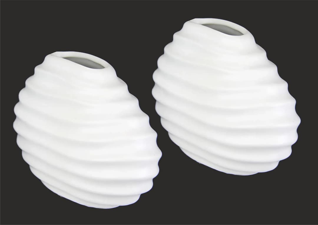 "Keramik-Vase" 2er Set Kleine Vase Weiß Modern Keramik Tisch Küche Büro Pampasgras