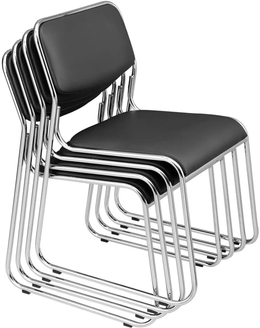Konferenzstuhl Kunstlederbezug Schwarz 4er Set