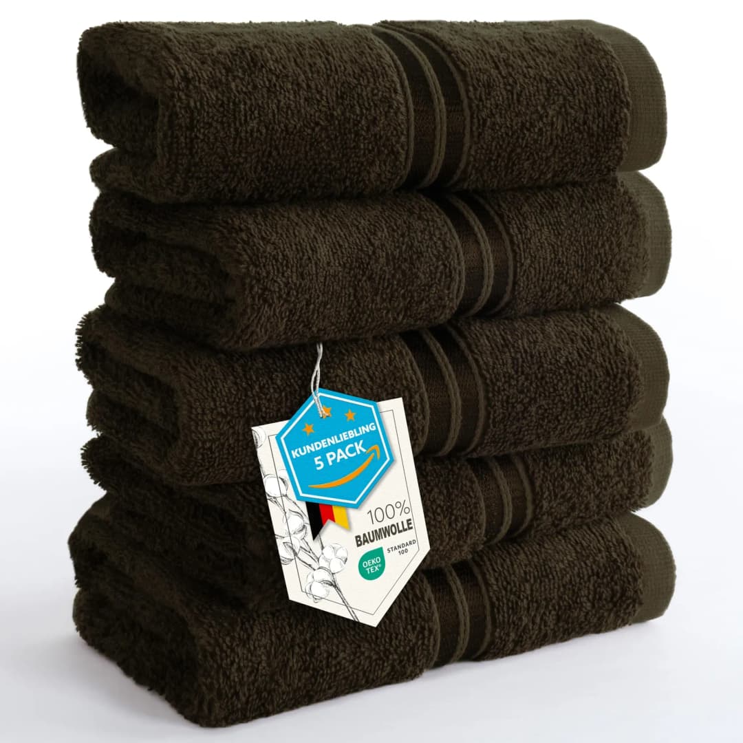 Handtuchset 30 x 50 cm braun 5-tlg.