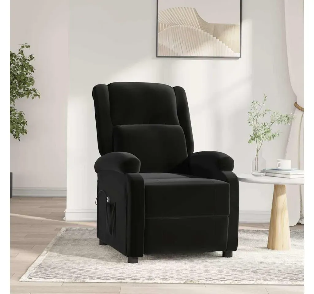 Relaxsessel Elektrisch Samt 93 x 98 x 93 cm Schwarz mit Fernbedienung und Kissen