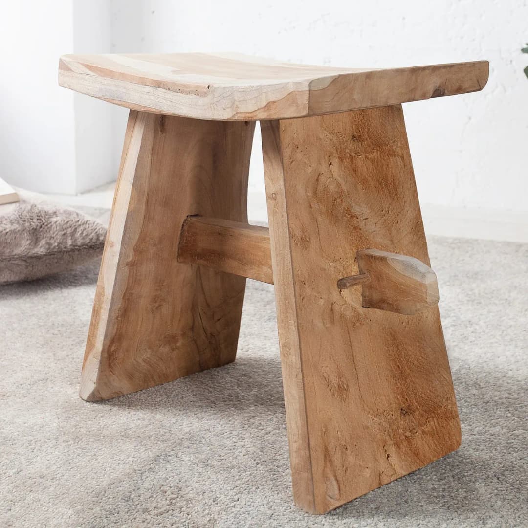 Hocker Natur Teakholz 40 x 45 cm