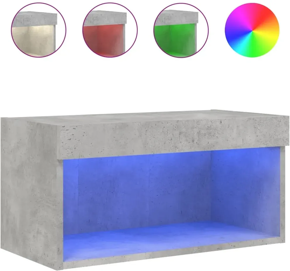 TV-Schrank mit LED-Leuchten 60x30x30 cm Grau Holz/Holzwerkstoff