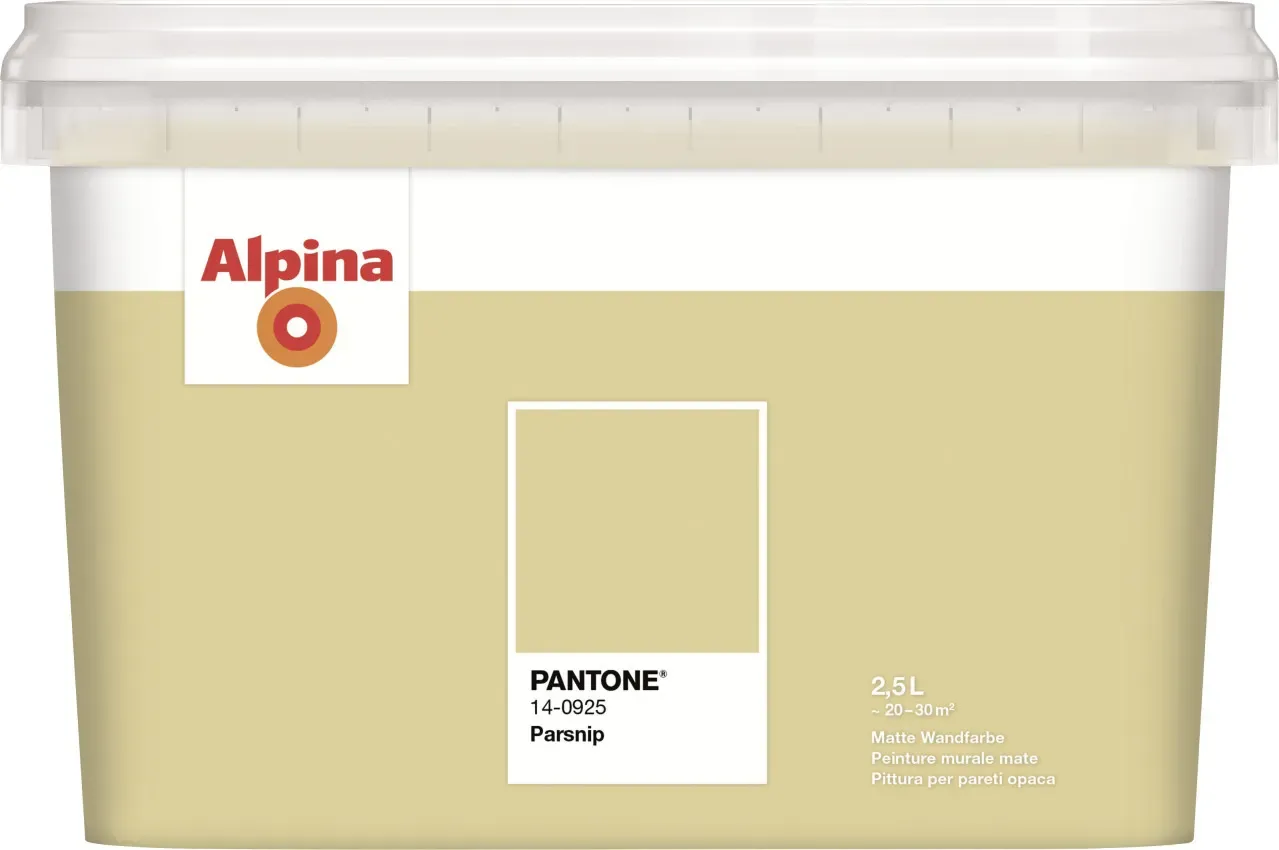 Wandfarbe Pantone Parsnip gelb matt 2,5 l
