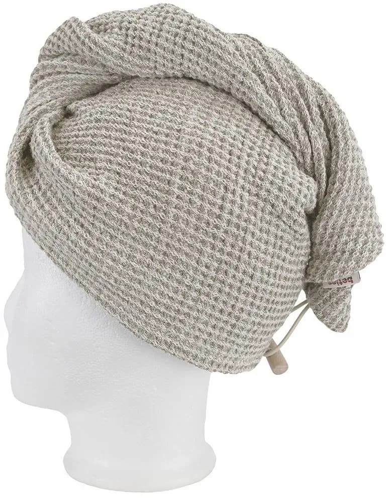 Leinen-Waffelpique Haarturban 24 x 70 cm beige