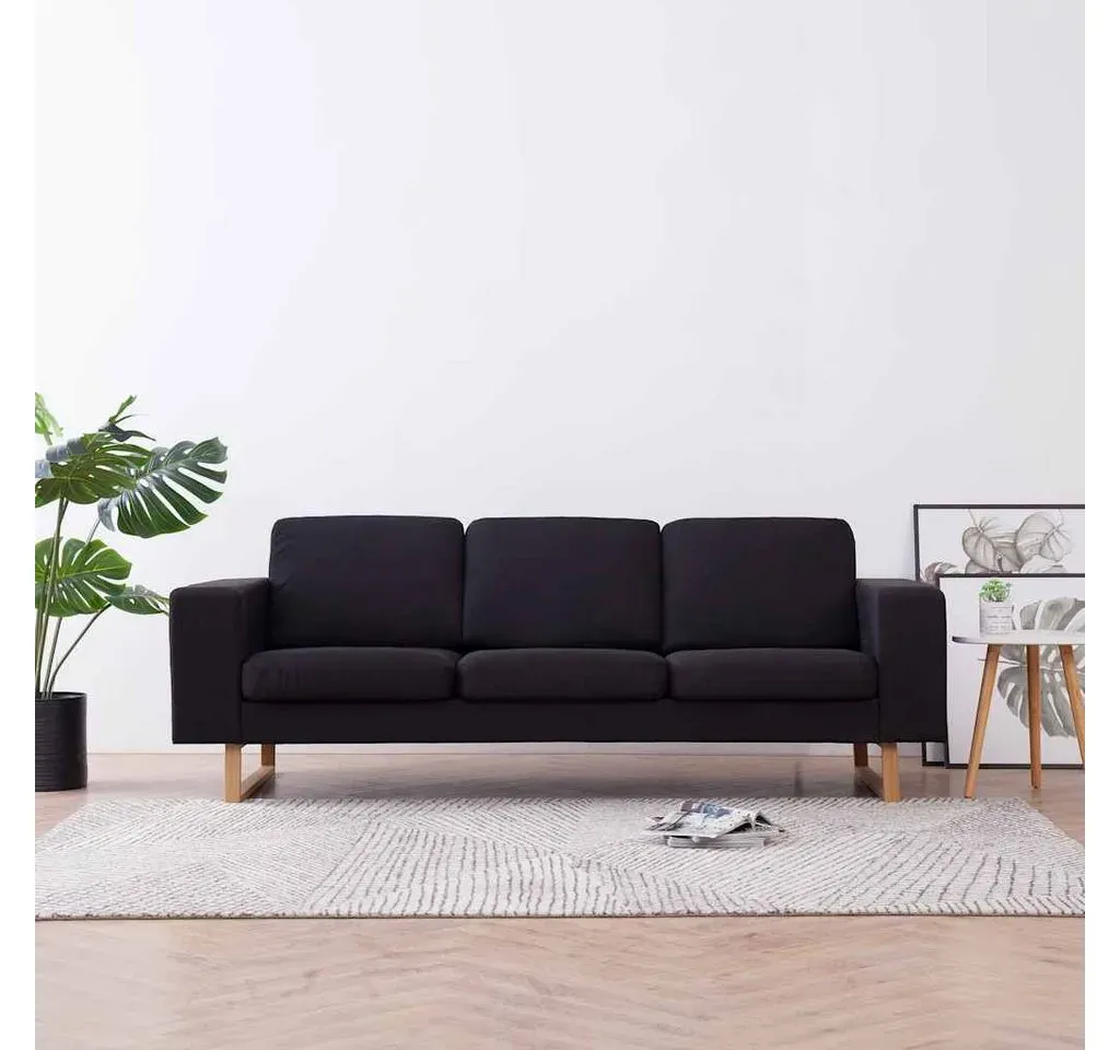 Couch Stoff 3-Sitzer Schwarz
