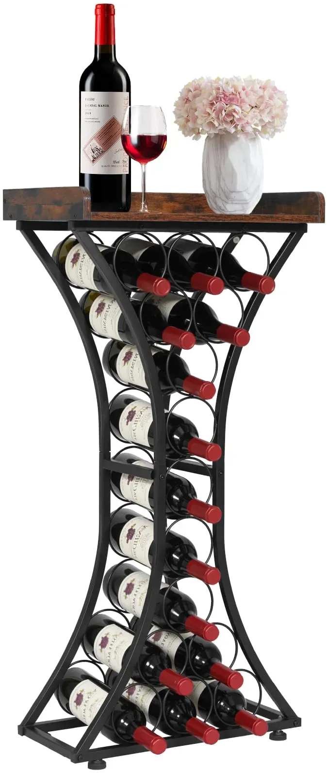 Weinregal 15 Flaschen 20 x 20 x 100 cm Schwarz