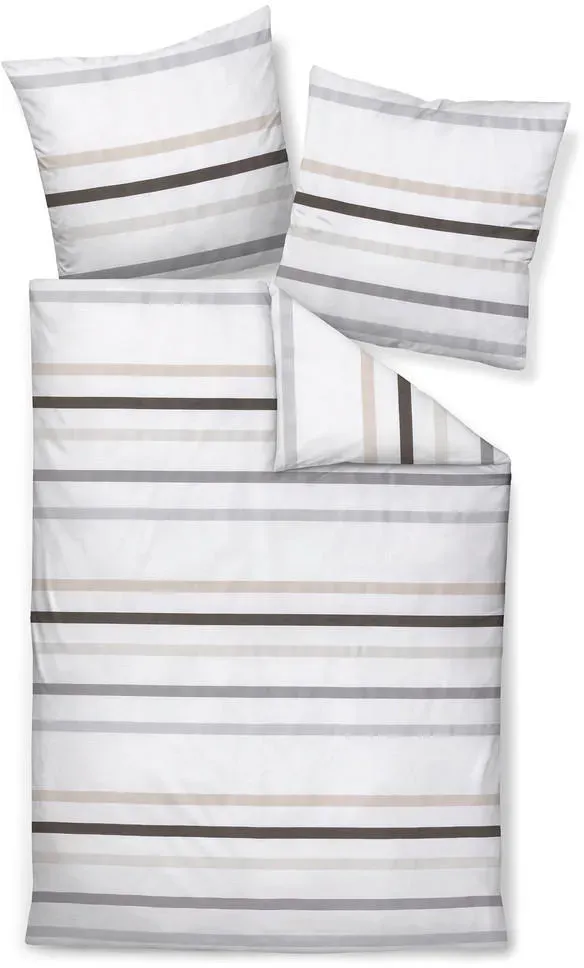 Gestreift Satin Braun/Weiß 155 x 220 cm + 80 x 80 cm