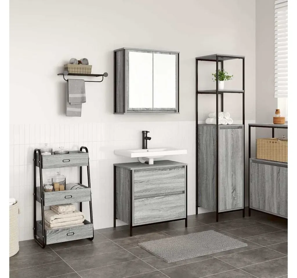 Badmöbel-Set Grau Sonoma 2-tlg. Holzwerkstoff