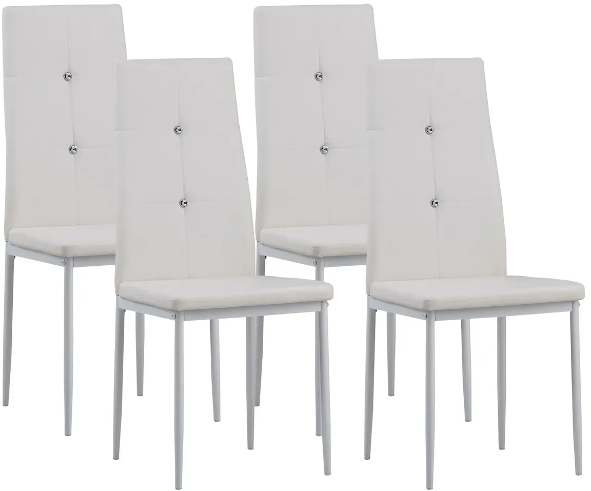 Esszimmerstuhl DIAMOND Kunstleder weiß 4er Set
