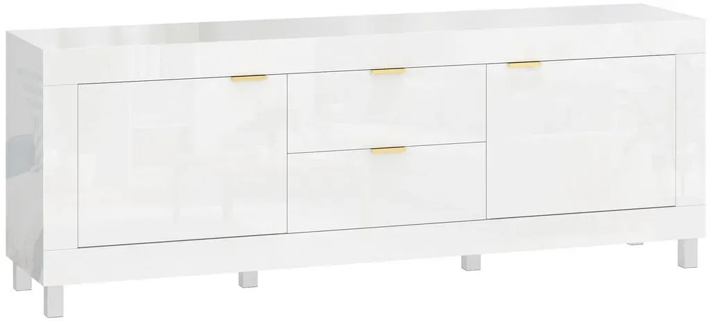 TV-Schrank Hochglanz Lowboard 180 x 40 x 66 cm Weiß PVC/Spanplatte