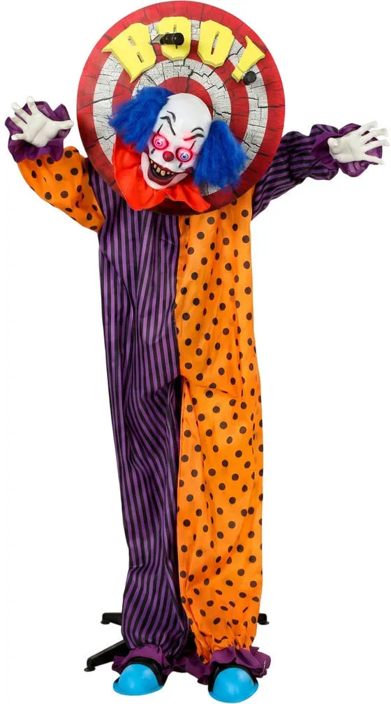 167 cm Halloween Animierte Zirkusclown Deko mit Leuchtenden Augen | Bunt