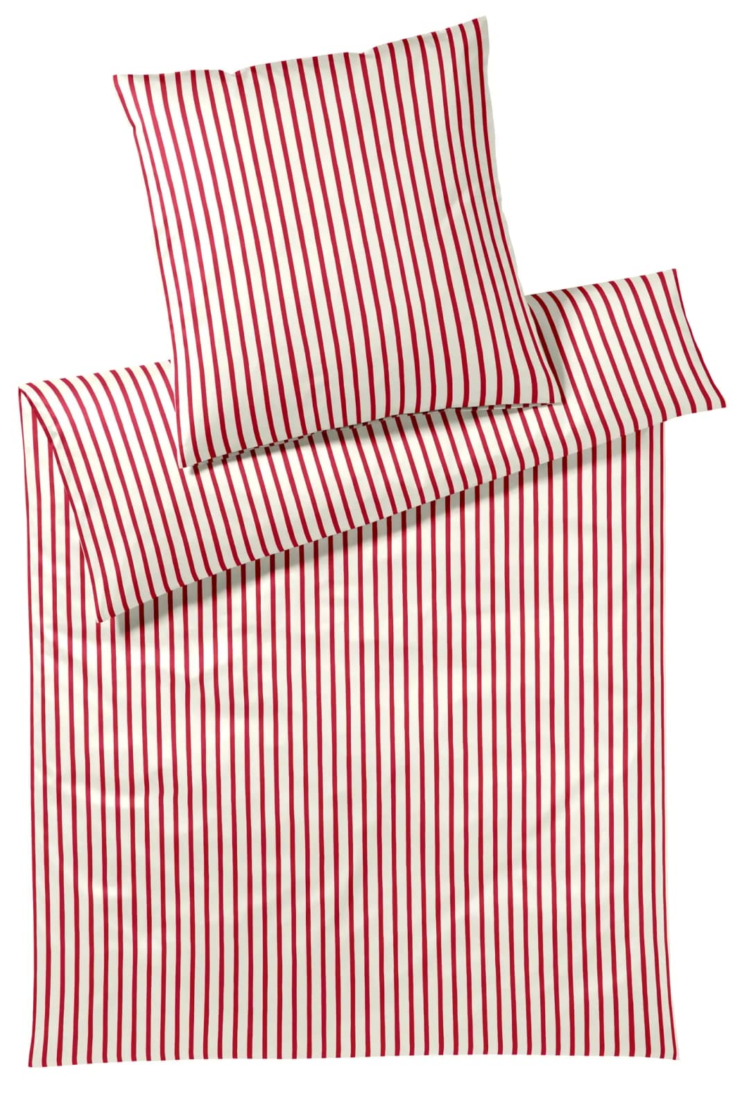 Mako-Satin Bettwäsche Double gestreift Rot 135 x 200 cm + 80 x 80 cm
