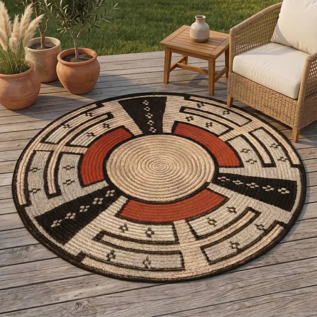 Outdoor-Africa 44 Outdoor-Teppich Ø 100 cm Beige/Mehrfarbig
