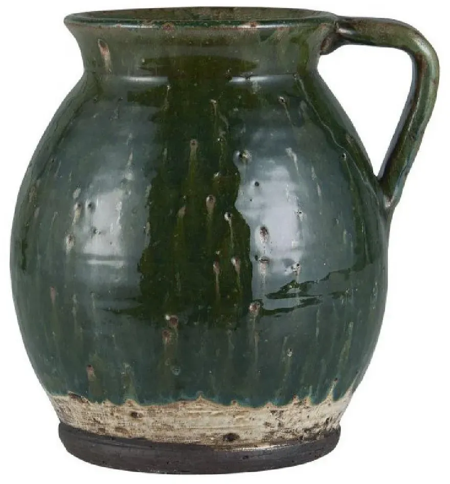 Vase mit Henkel rustikal Avignon in grün