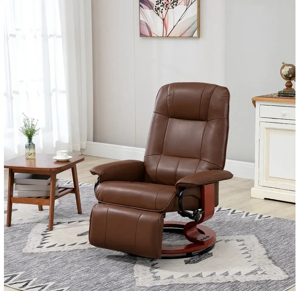 Relaxsessel Kunstleder 360° drehbar 75 x 100 x 80 cm Braun mit Liegefunktion