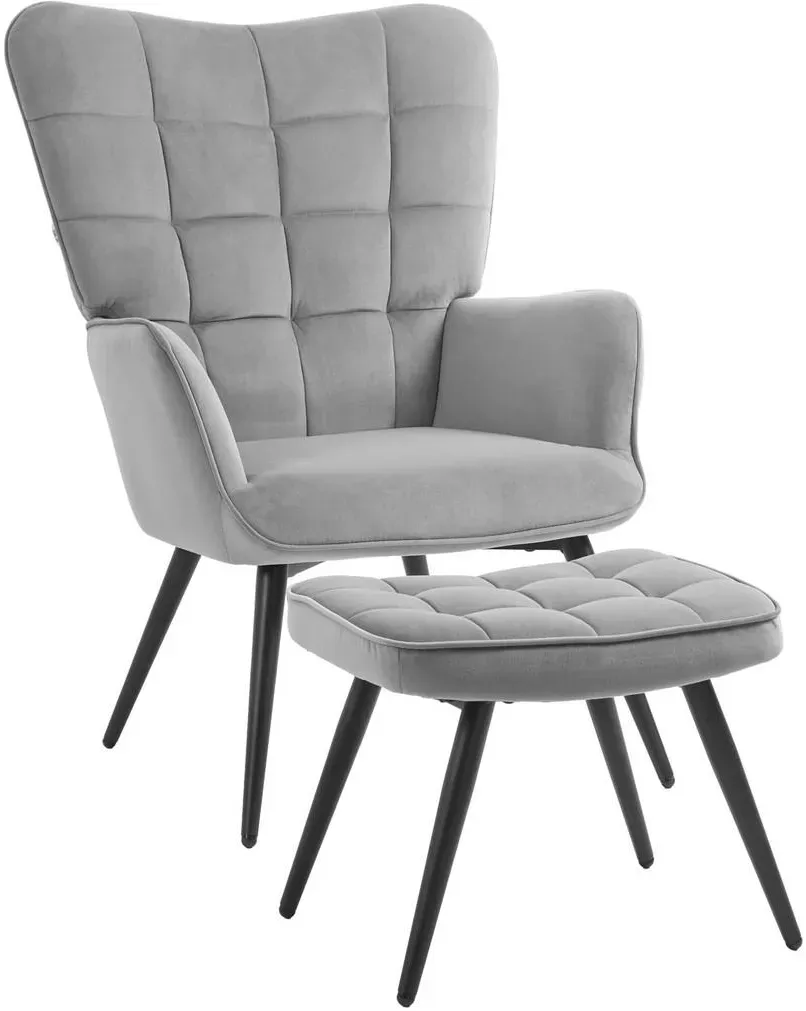 Ohrensessel Polyester hellgrau
