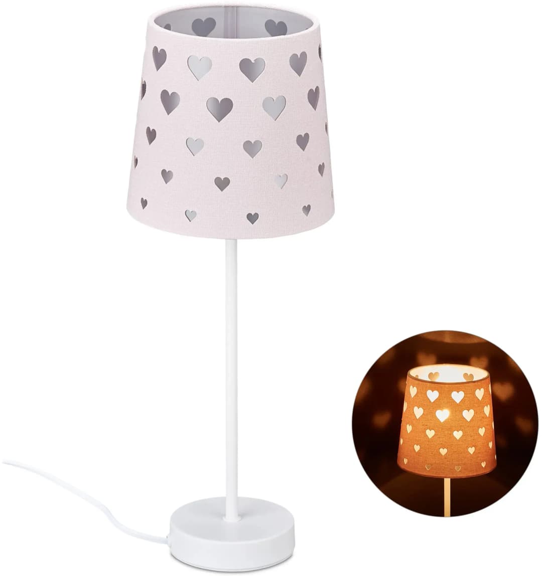 Nachttischlampe Kinder mit Herzen