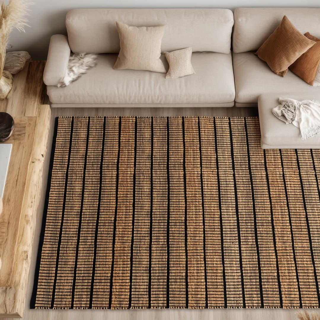 Nalaya Juteteppich 160 x 230 cm Schwarz