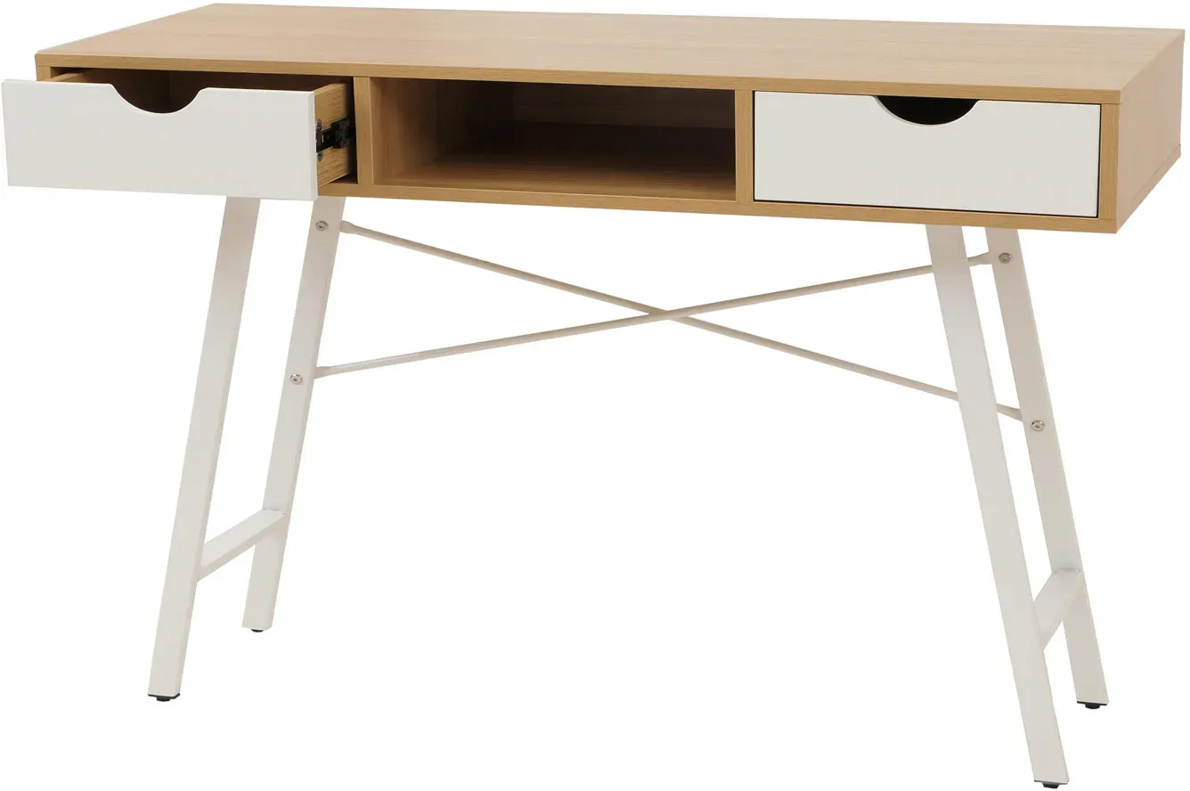Schreibtisch HWC-E92 naturbraun / Weiß
