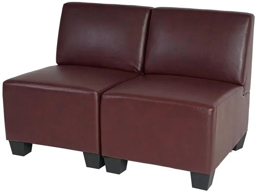Couch Kunstleder 2-Sitzer Rot-Braun
