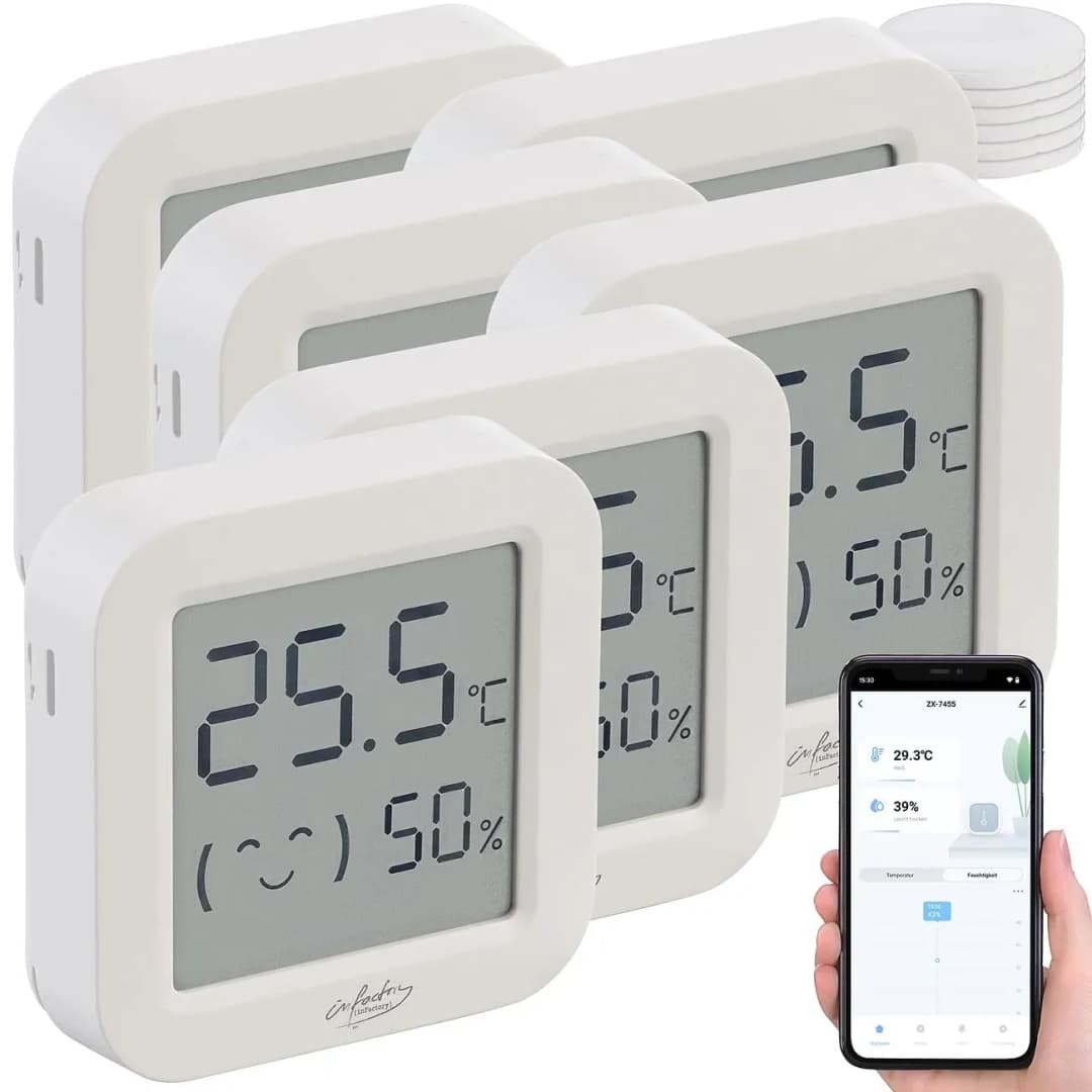 Mini-Thermo-/Hygrometer 6er-Set LCD