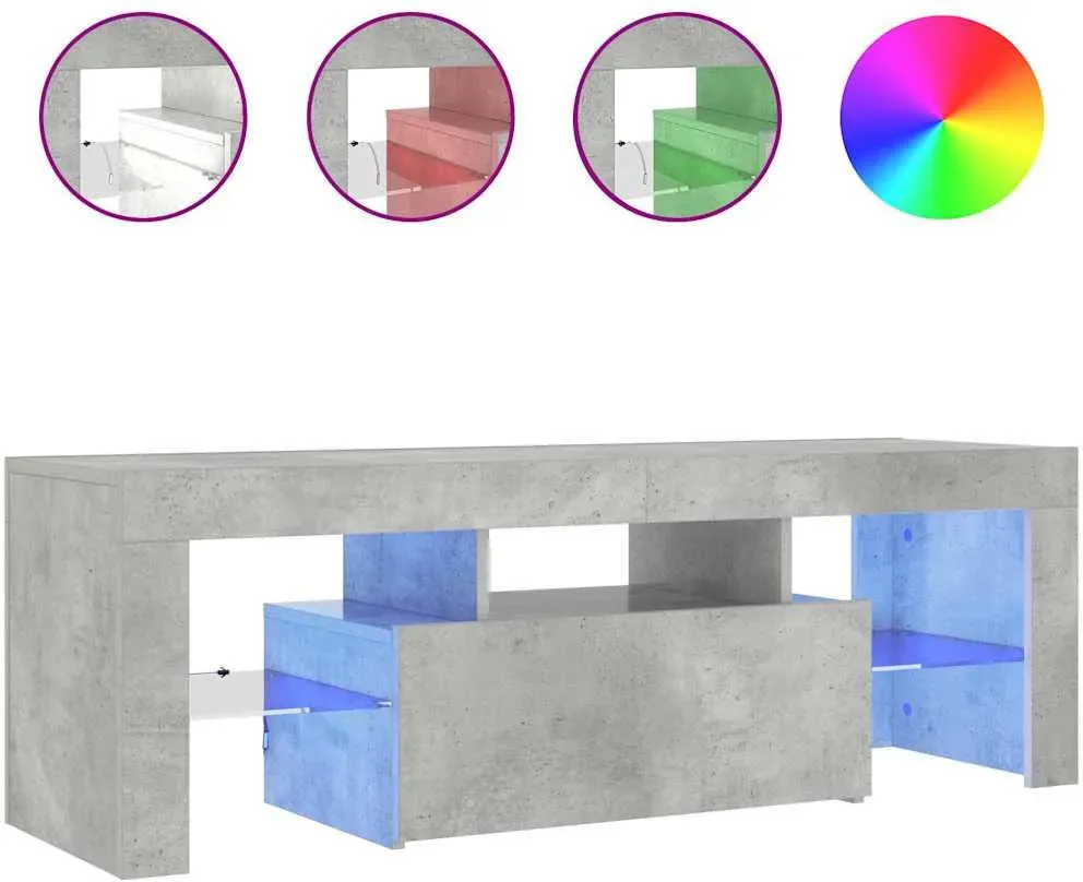 TV-Schrank mit LED-Beleuchtung 120x35x40 cm Grau Holz