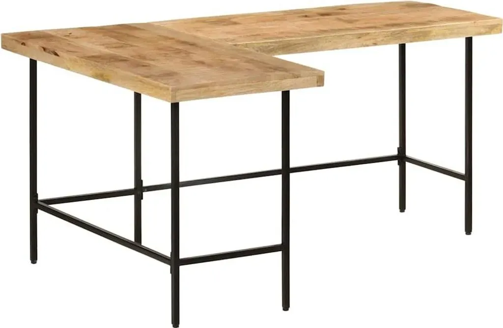 Schreibtisch 165x110x77 cm Massivholz Mango Braun